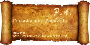 Pressburger Angéla névjegykártya